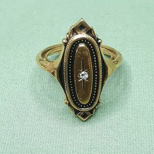 Vintage Avon Antiqued Gold Tone Rhinestone Ring